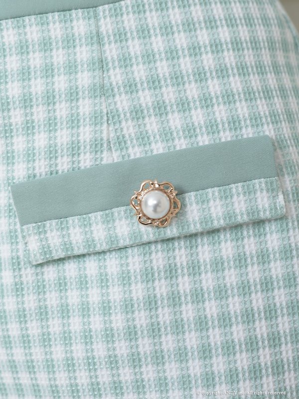 画像7: 【an /アン】ギンガムチェック/ フロントジップ/ スクエアネック/ 袖あり/ ショートスリーブ/ セットアップ/ タイト/ ミニドレス/ キャバドレス[OF05]