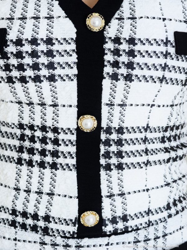 画像15: XSサイズあり【an/アン】ツイード/ チェック柄/ マーメイド/ ストレッチ/ 半袖/ 袖あり/ ボタン/ セットアップ/ ミニドレス/ キャバドレス[OF05]