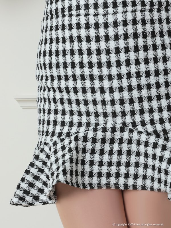 画像18: XSサイズあり【an/アン】ツイード/ ギンガムチェック/ マーメイド/ チェーンパイピング/ パールボタン/ セットアップ/ ツーピース/ ミニドレス/ キャバドレス[OF05]