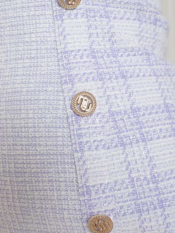 画像15: 【an/アン】ツイード/ チェック/ パフスリーブ/ 半袖/ 袖あり/ ゴールドバックル/ チェーンモチーフ/ ボタン/ タイト/ ミニドレス/ キャバドレス[OF05]