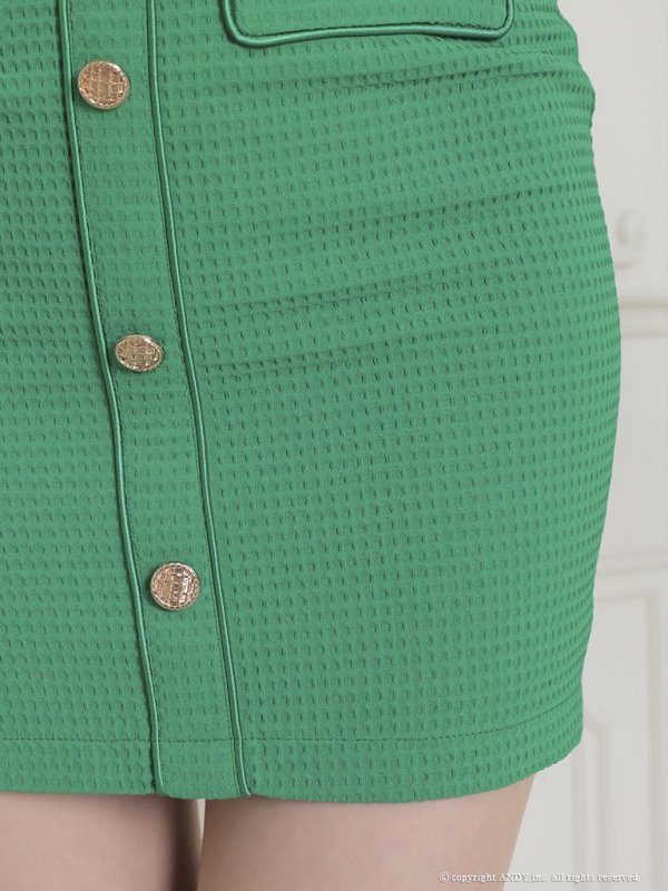 画像8: 【an/アン】ストレッチワッフル/ フロントジップ/ ゴールドバックル/ チェーンモチーフ/ ビスチェ/ セットアップ/ ツーピース/ タイト/ ミニドレス/ キャバドレス[OF05]