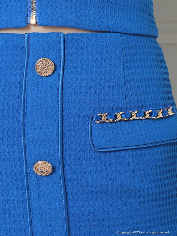 画像15: 【an/アン】ストレッチワッフル/ フロントジップ/ ゴールドバックル/ チェーンモチーフ/ ビスチェ/ セットアップ/ ツーピース/ タイト/ ミニドレス/ キャバドレス[OF05]