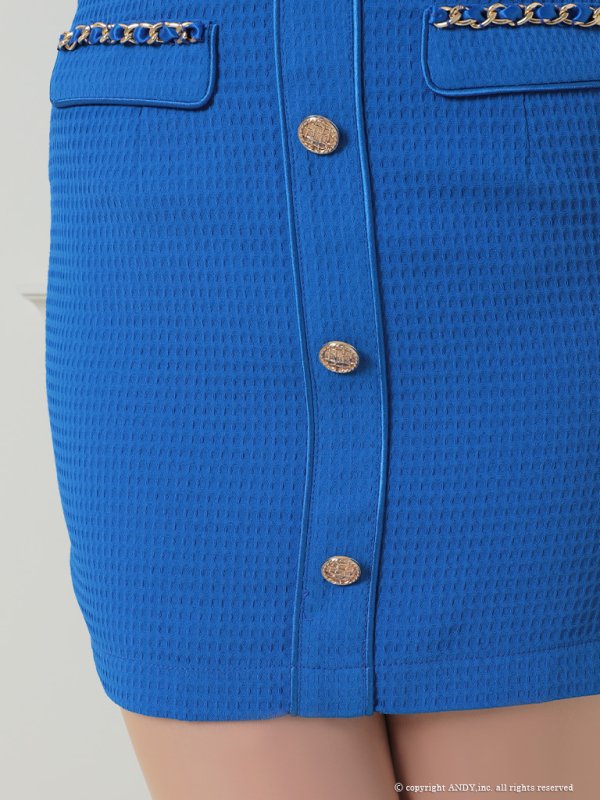 画像16: 【an/アン】ストレッチワッフル/ フロントジップ/ ゴールドバックル/ チェーンモチーフ/ ビスチェ/ セットアップ/ ツーピース/ タイト/ ミニドレス/ キャバドレス[OF05]