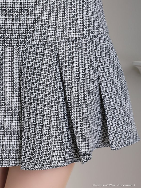 画像7: 【an /アン】ツイード/ ボタン/ ショートスリーブ/ 袖あり/ セットアップ/ Aライン/ 裾プリーツ/ ミニドレス/ キャバドレス[OF05]