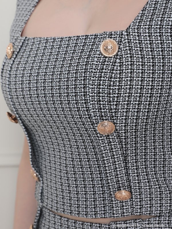 画像6: 【an /アン】ツイード/ ボタン/ ショートスリーブ/ 袖あり/ セットアップ/ Aライン/ 裾プリーツ/ ミニドレス/ キャバドレス[OF05]