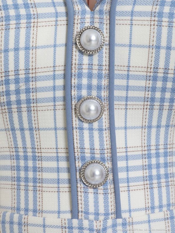 画像17: XSサイズあり【an /アン】チェック柄/ マーメイド/ フリル/ リボンショルダー/ テールカット/ ミディアム丈/ キャバドレス[OF05]