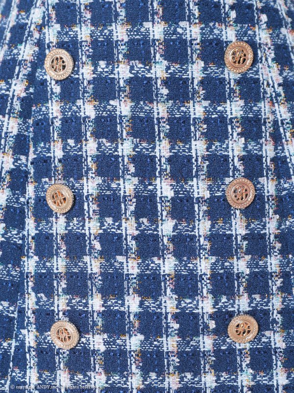 画像46: 【an/アン】チェック/ ツイード/ ボタンデザイン/ ノースリーブ/ アシンメトリー/ 台形スカート/ ミニドレス/ キャバドレス[OF05]