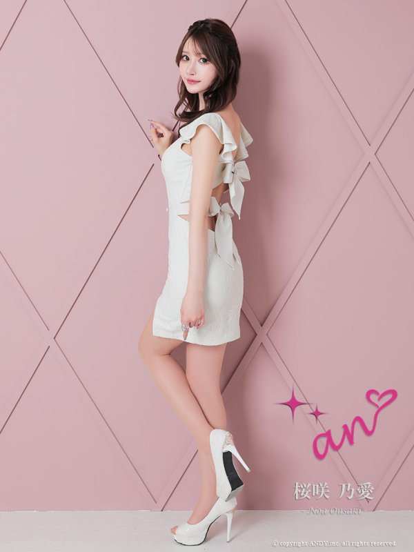 画像11: 【an /アン】総レース/ フリルショルダー/ フロントジップ/ ワンカラー/ タイト/ ミニドレス/ キャバドレス[OF05]