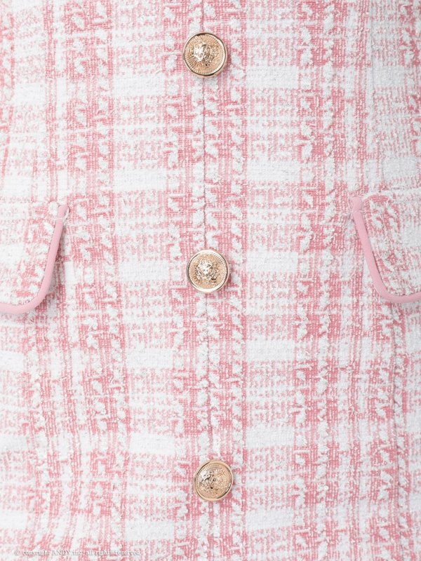 画像15: XSサイズあり【an/アン】ストレッチ/ チェック/ ツイード/ フロントボタン/ 半袖/ 袖あり/ タイト/ ミニドレス/ キャバドレス[OF05]