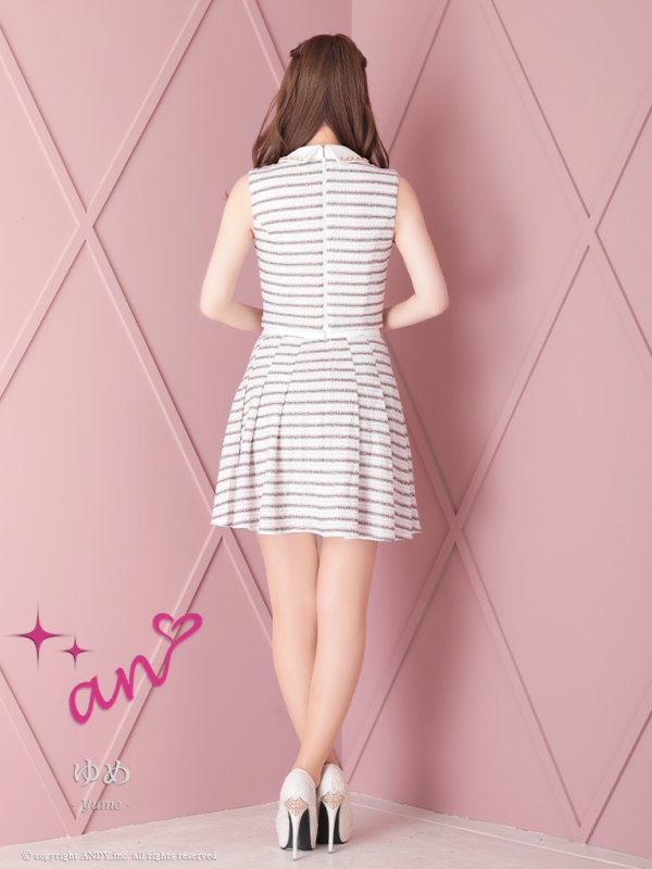 画像18: XSサイズあり【an/アン】ストレッチ/ ツイード/ 襟付き/ ボタン/ Aライン/ プリーツ/ セットアップ/ ミニドレス/ キャバドレス[OF05]