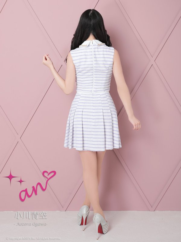 画像11: XSサイズあり【an/アン】ストレッチ/ ツイード/ 襟付き/ ボタン/ Aライン/ プリーツ/ セットアップ/ ミニドレス/ キャバドレス[OF05]