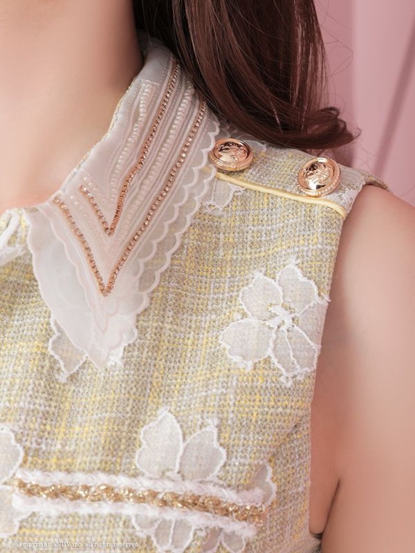 画像20: XSサイズあり【an /アン】フラワーレース/ 襟付き/ ノースリーブ/ フレア/ セットアップ/ ミニドレス/ キャバドレス[OF05]