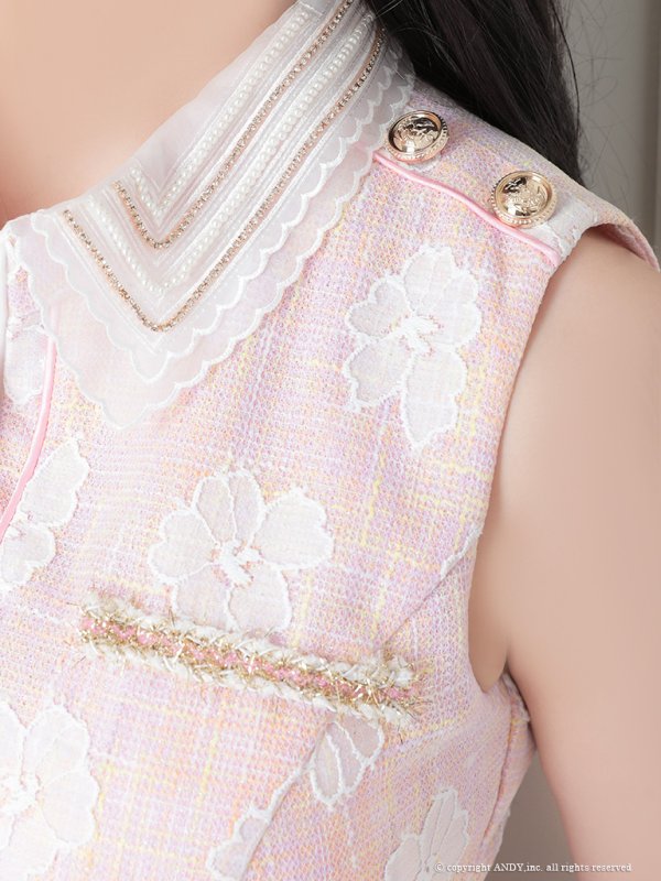 画像13: XSサイズあり【an /アン】フラワーレース/ 襟付き/ ノースリーブ/ フレア/ セットアップ/ ミニドレス/ キャバドレス[OF05]