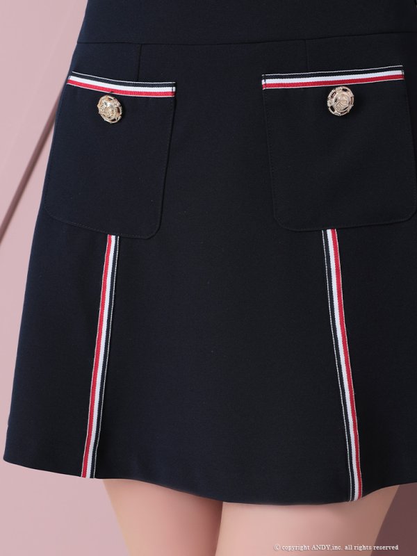 画像7: XSサイズあり【an /アン】フロントジップ/ マリンカラー/ トリコロールカラー/ スクエアネック/ セットアップ/ ツーピース/ フレア/ ミニドレス/ キャバドレス[OF05]