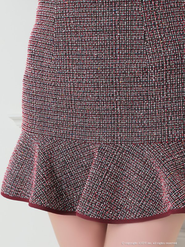 画像9: 【an /アン】スーパーストレッチツイード/ マーメイド/ 襟付き/ 半袖/ 袖あり/ セットアップ/ 裾フリル/ ミニドレス/ キャバドレス[OF05]