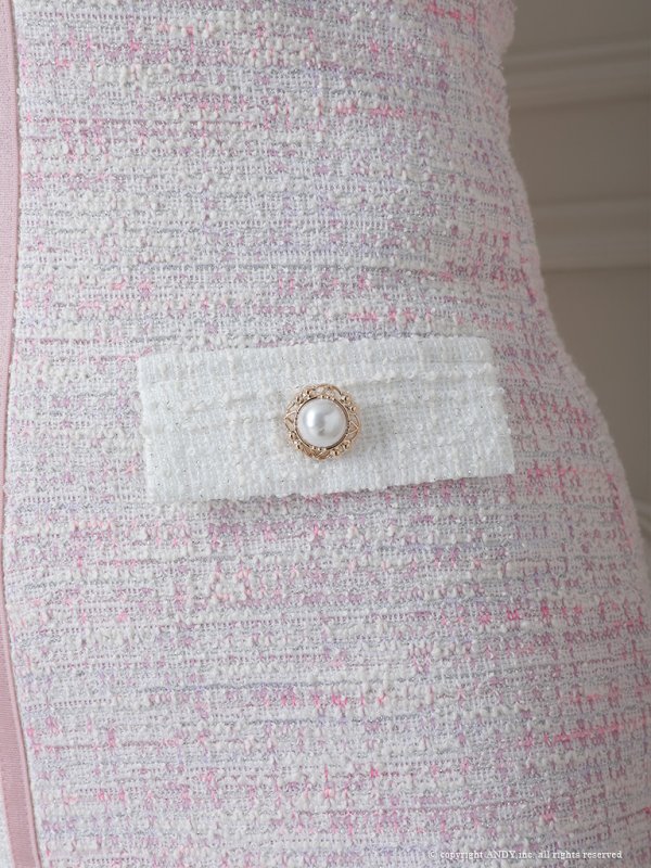 画像14: 【an/アン】ストレッチ/ ミックスツイード/ フロントボタン/ 半袖/ 袖あり/ タイト/ ミニドレス/ キャバドレス[OF05]