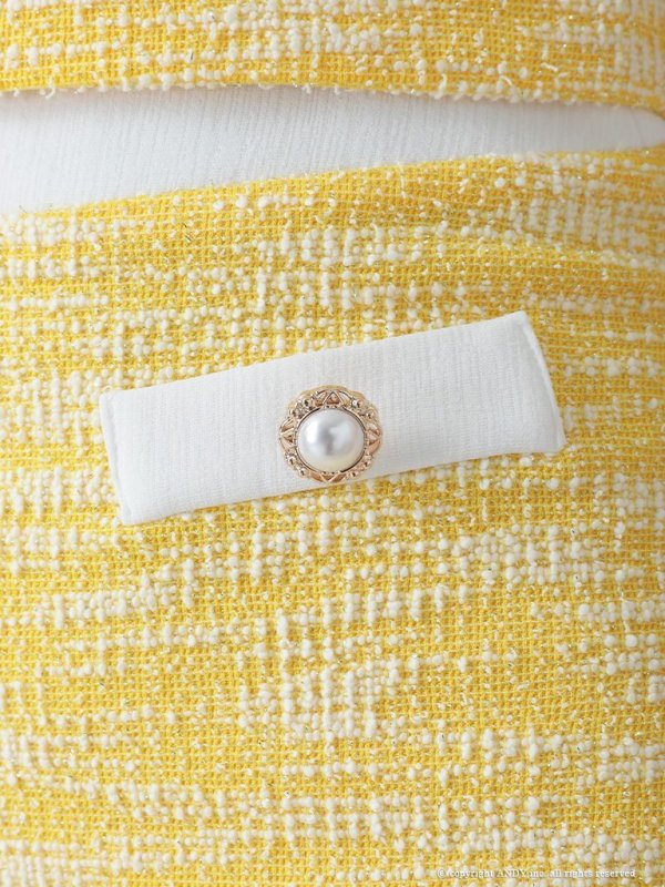 画像14: XSサイズあり【an/アン】ストレッチ/ ツイード/ パイピング/ バイカラー/ ボタン/ フレア/ 裾フリル/ セットアップ/ ミニドレス/ キャバドレス[OF05]