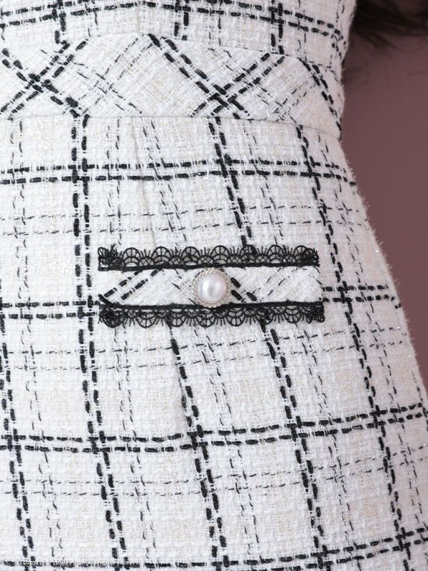 画像37: 【an /アン】チェック柄/ チュール/ ショルダーリボン/ フロントジップ/ ノースリーブ/ タイト/ ミニドレス/ キャバドレス[OF05]