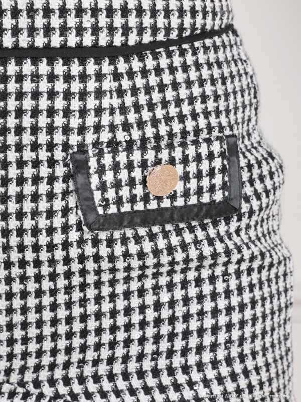 画像15: XSサイズあり【an /アン】ショルダーリボン/ 千鳥柄/ チェック/ ノースリーブ/ ポケットデザイン/ 裾フリル/ マーメイド/ ミニドレス/ キャバドレス[OF05]