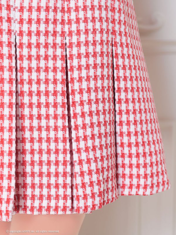 画像14: XSサイズあり 【an /アン】千鳥柄/ チェック/ 襟付き/ ボタン/ ノースリーブ/ プリーツ/ フレア/ ミニドレス/ キャバドレス[OF05]