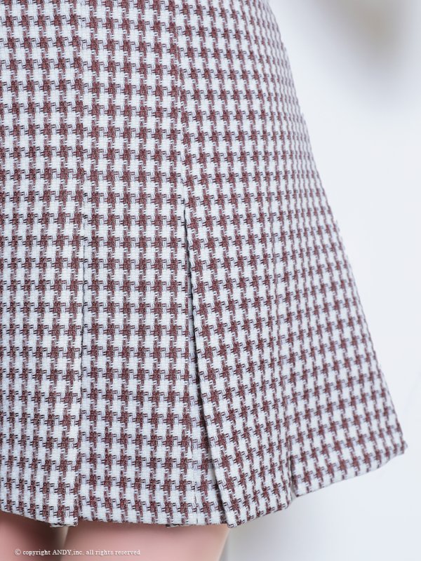 画像7: XSサイズあり 【an /アン】千鳥柄/ チェック/ 襟付き/ ボタン/ ノースリーブ/ プリーツ/ フレア/ ミニドレス/ キャバドレス[OF05]