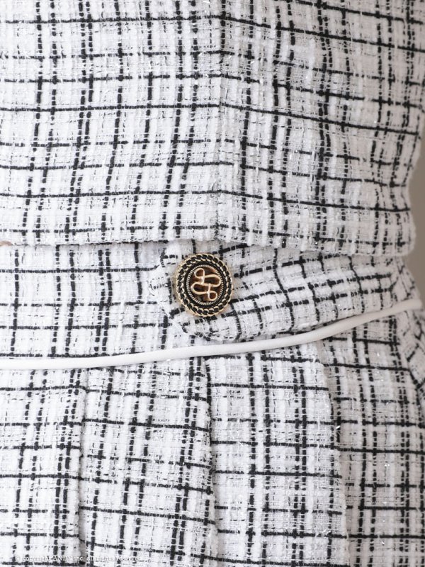 画像6: XSサイズあり【an /アン】セットアップ/ フロントジッパー/ ツイード/ 半袖/ ボタン/ 裾フリンジ/ ミニドレス/ キャバドレス[OF05]