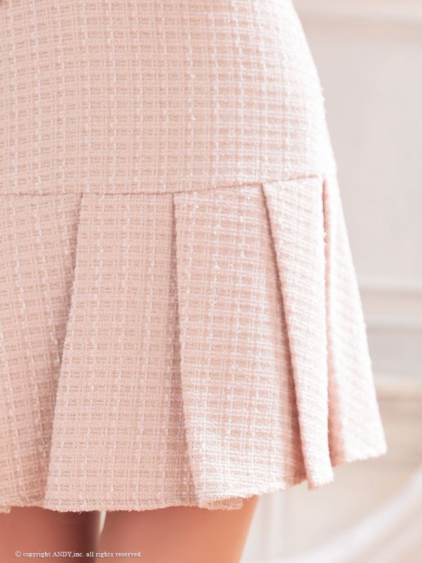 画像30: XSサイズあり【an/アン】ツイード/ ボタンデザイン/ 半袖/ 袖あり/ パフスリーブ/ セットアップ/ プリーツ/ ミニドレス/ キャバドレス[OF05]