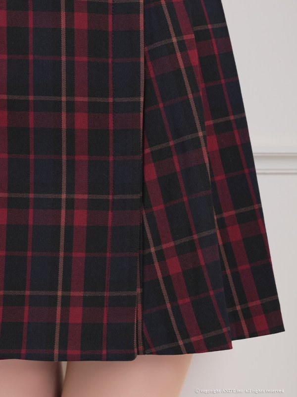 画像25: XSサイズあり【an/アン】襟付き/ チェック/ ジャケット風/ ノースリーブ/ ボタン/ プリーツ/ フレア/ ワンピース/ ミニドレス/ キャバドレス[OF05]