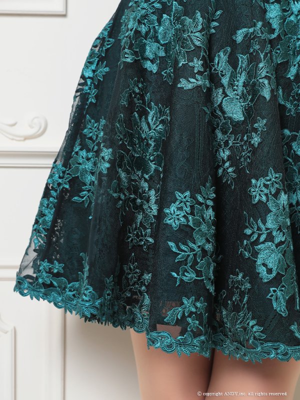 画像14: 【an /アン】フラワー刺繍/ レース/ ベア/ 切替/ フレア/ Aライン/ ミニドレス/ キャバドレス[FB03]