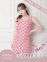 【決算SALE開催中！! 】XSサイズあり 【an /アン】チェック柄/ スクエアネック/ ノースリーブ/ ポケットデザイン/ Aライン/ ミニドレス/ キャバドレス[FB03]
