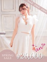 【決算SALE開催中！! 】【an/アン】ショルダーリボン/ チュール/ セットアップ/ ワンカラー/ テールカット/ ミニドレス/ キャバドレス[FB03]