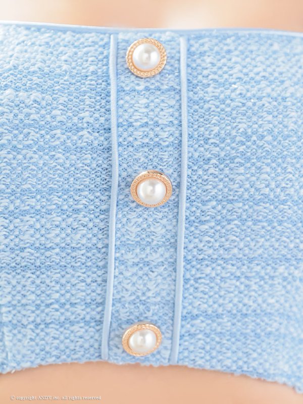 画像8: 【an/アン】ワンカラー/ ツイード/ 半袖/ 袖あり/ パールボタン/ ポケット/ タイト/ ミニドレス/ キャバドレス[OF05]