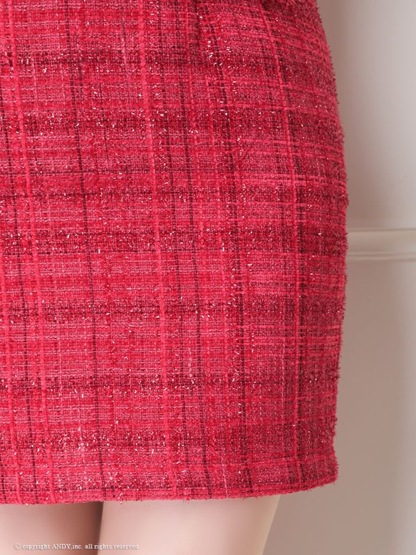 画像21: XSサイズあり【an /アン】 ツイード/ フロントジップ/ チェーン/ ノースリーブ/ ポケットデザイン/タイト/ ミニドレス/ キャバドレス[OF05]