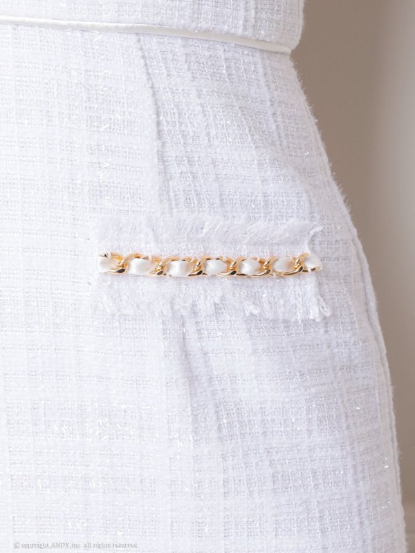 画像29: XSサイズあり【an /アン】 ツイード/ フロントジップ/ チェーン/ ノースリーブ/ ポケットデザイン/タイト/ ミニドレス/ キャバドレス[OF05]