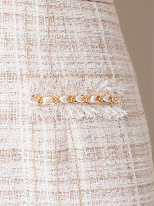 画像36: XSサイズあり【an /アン】 ツイード/ フロントジップ/ チェーン/ ノースリーブ/ ポケットデザイン/タイト/ ミニドレス/ キャバドレス[OF05]