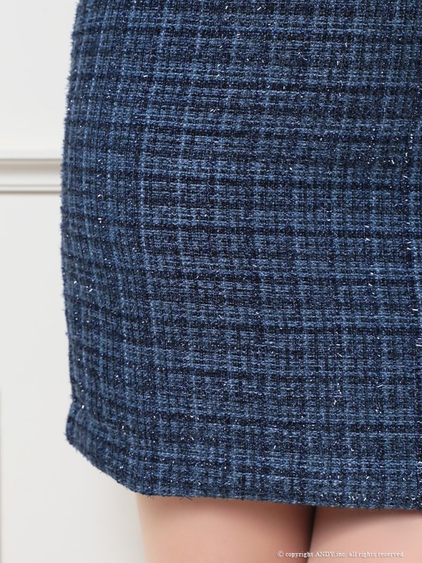 画像14: XSサイズあり【an /アン】 ツイード/ フロントジップ/ チェーン/ ノースリーブ/ ポケットデザイン/タイト/ ミニドレス/ キャバドレス[OF05]