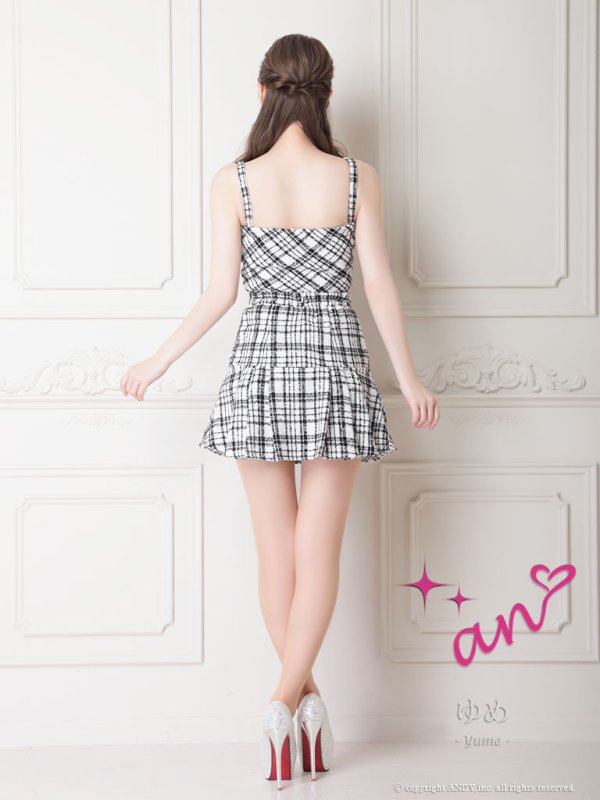画像14: XSサイズあり【an/アン】 チェックツイード/ フロントジップ/ キャミソール/  セットアップ/ ミニドレス/ キャバドレス[OF05]