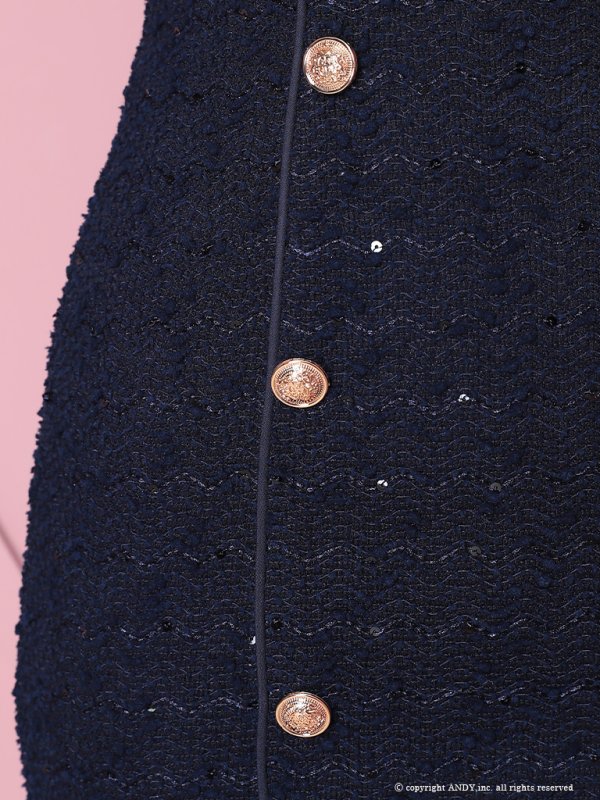 画像28: XSサイズあり【an /アン】襟付き/ スパンコール/ ボタン/ 半袖/ パフスリーブ/タイト/ ミニドレス/ キャバドレス[OF05]