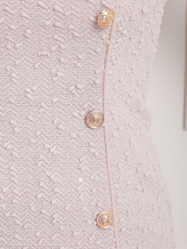 画像9: XSサイズあり【an /アン】襟付き/ スパンコール/ ボタン/ 半袖/ パフスリーブ/タイト/ ミニドレス/ キャバドレス[OF05]