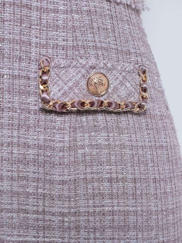 画像39: XSサイズあり【an /アン】 ツイード/ フロントジップ/ ボタン/ ノースリーブ/ ポケットデザイン/タイト/ ミニドレス/ キャバドレス[OF05]