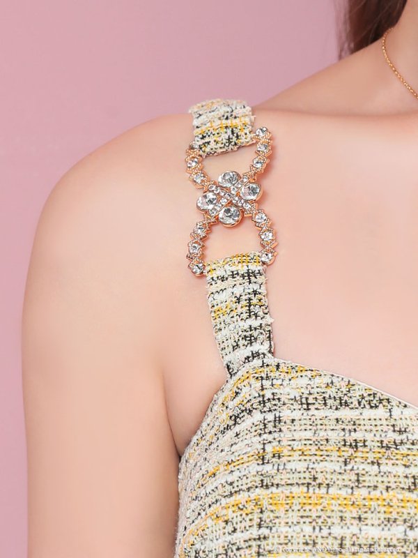 画像22: XSサイズあり【an/アン】ツイード/ パールボタン/ バックル/ ノースリーブ/ タイト/ ミニドレス/ キャバドレス[OF05]