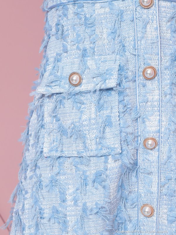 画像13: XSサイズあり【an /アン】パールボタン/ ツイード/ ワンカラー/ 半袖/ 襟付き/ フレア/ ミニドレス/ キャバドレス[OF05]