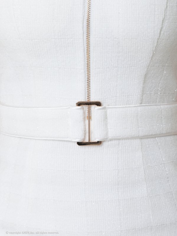 画像15: XSサイズあり【an /アン】チェック柄/ ハイネック/ フロントジップ/ カットアウト/ ベルト/ ノースリーブ/ テールカット/ マーメイド/ ミディアムドレス/ キャバドレス[OF05]