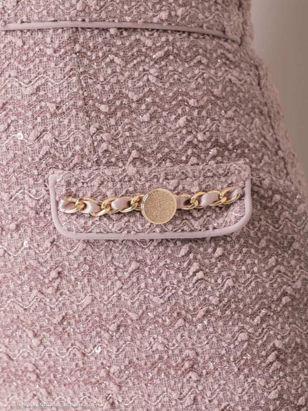 画像28: XSサイズあり【an /アン】 ツイード/ ショルダーリボン/ チェーン/ フロントジップ/ ワンカラー/タイト/ ミニドレス/ キャバドレス[OF05]