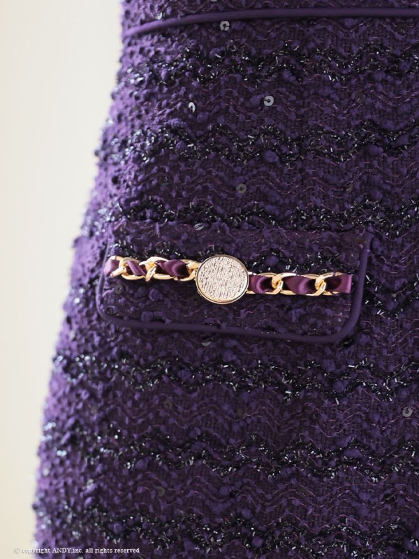 画像20: XSサイズあり【an /アン】 ツイード/ ショルダーリボン/ チェーン/ フロントジップ/ ワンカラー/タイト/ ミニドレス/ キャバドレス[OF05]