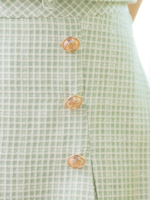 画像6: XSサイズあり【an /アン】 ツイードチェック/ セットアップ/ フロントジップ/ ボックスプリーツ/ ミニドレス/ キャバドレス[OF05]