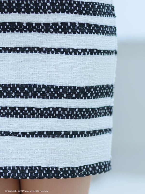 画像8: XSサイズあり【an /アン】 ボーダー/ ショルダーリボン/ チェーン/ フロントジップ/ タイト/ ミニドレス/ キャバドレス[OF05]