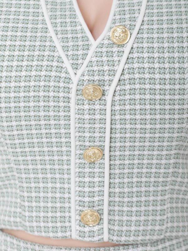 画像15: XSサイズあり【an /アン】 ツイードチェック/ セットアップ/ チェーン/ 襟付き/ タイト/ ミニドレス/ キャバドレス[OF05]