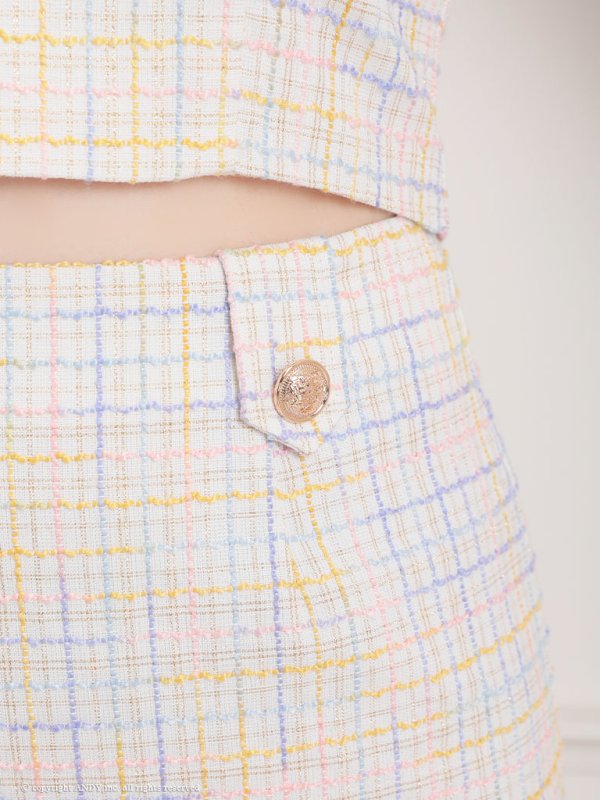 画像25: XSサイズあり【an /アン】襟付き/ チェック/ ツイード/ ノースリーブ/ チェーン/ プリーツ/ Aライン/ セットアップ/ ミニドレス/ キャバドレス[OF05]