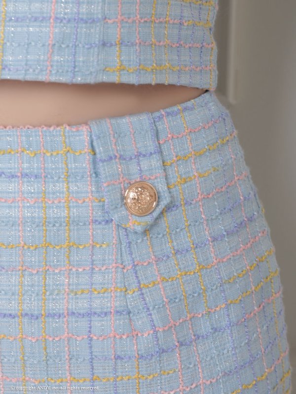 画像17: XSサイズあり【an /アン】襟付き/ チェック/ ツイード/ ノースリーブ/ チェーン/ プリーツ/ Aライン/ セットアップ/ ミニドレス/ キャバドレス[OF05]